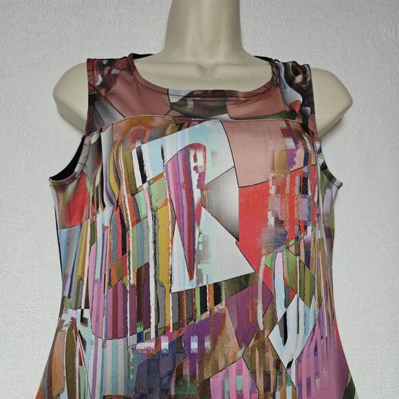 Joseph Ribkoff Womens US SZ 8 Sheath Dress Midi Length Stained Glass Quiet Money - Picture 4 of 8